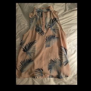 Key Hole Pink and Palm Leaf Top